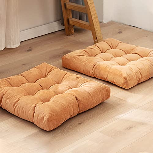 Tiita Outdoor Chair Cushions Square Floor Pillows Thicken Tufted Patio Seat Cushion Pads for Yoga Meditation Garden Living Room Balcony Office Set of 2, 22x22 Inch, Light Brown