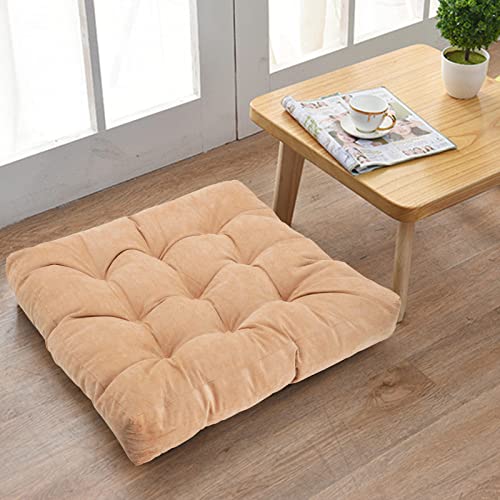 Tiita Outdoor Chair Cushions Square Floor Pillows Thicken Tufted Patio Seat Cushion Pads for Yoga Meditation Garden Living Room Balcony Office Set of 2, 22x22 Inch, Light Brown