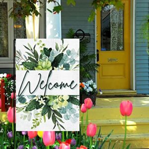 HOMFREEST Spring Welcome Garden Flag 12x18 Inch Vertical Double Sided Seasonal Floral Yard Flag Outside Farmhouse Decor for Outdoor Yard Garden Porch