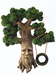 fairy and garden gnome tree – enchanted grandpa miniature tree with removable glow in the dark welcome sign for fairies and lawn gnomes