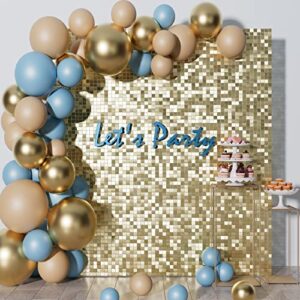 cokaobe light gold shimmer wall backdrop 24pcs gold sequins backdrop decoration panels, photo backdrops for birthday, anniversary wedding engagement decoration (light gold)