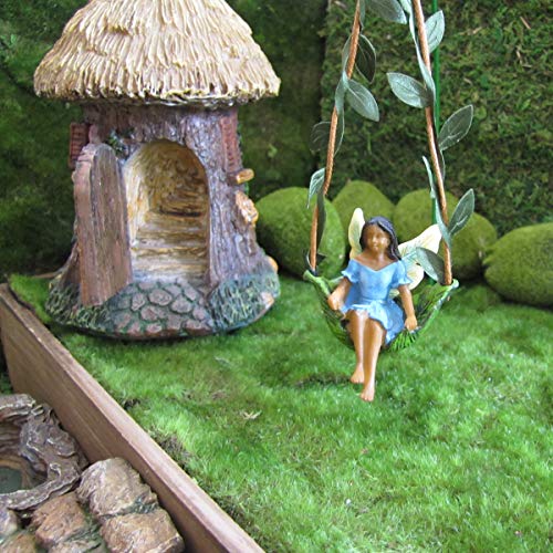 TG,LLC Treasure Gurus Ivy Vine Tree Swing Dark Hair Fairy Girl Mini Figurine Garden Decor Dollhouse Supply