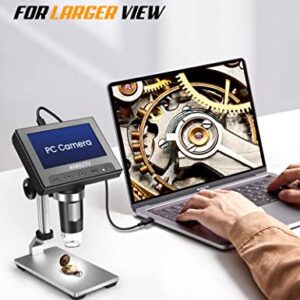 LCD Digital Microscope,ANNLOV 4.3 inch Handheld USB Microscope 50X-1000X Magnification Coin Microscope Video Camera with 8 Adjustable LED Lights for Adults PCB Soldering Kids Outside Use
