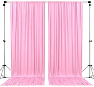 ak trading 10 feet x 10 feet polyester backdrop drapes curtains panels with rod pockets – wedding ceremony party home window decorations – pink (drape-5×10-pink), 5ft x 10ft