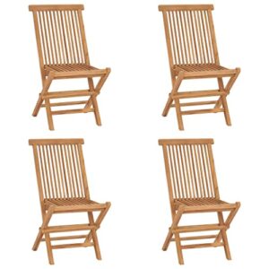 vidaxl 4x solid teak wood folding patio chairs outdoor garden terrace yard wooden seat sitting foldable dining dinner chair furniture