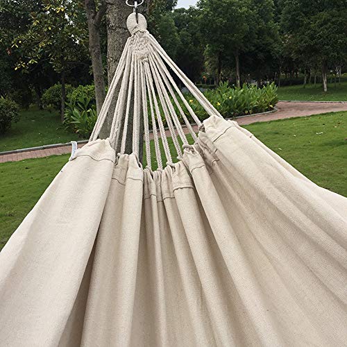 Handmade Cotton Woven Balcony Hammock Hanging Rope Chair Porch Swing with Crochet Fringe for Backyard Patio Garden Outdoor and Indoor Boho Style Natural White