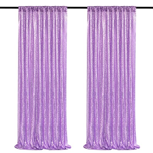 Light Purple Sequin Backdrop Curtains 2 Panels 2FTx8FT Photo Backdrop Glitter Birthday Party Curtains