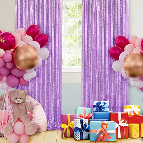 Light Purple Sequin Backdrop Curtains 2 Panels 2FTx8FT Photo Backdrop Glitter Birthday Party Curtains