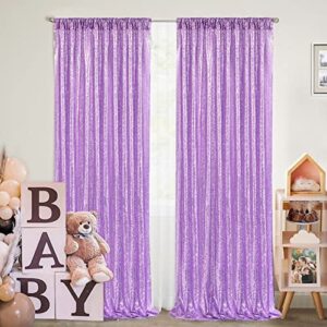 Light Purple Sequin Backdrop Curtains 2 Panels 2FTx8FT Photo Backdrop Glitter Birthday Party Curtains