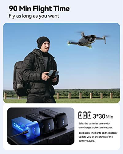 Ruko Mini Drones with Camera for Adults 4K, 3 Batteries 90 Mins Long Flight Time, GPS Features, Brushless Motor, Return to Home, Light Weight 245g, Drone for Beginners, 5Ghz WiFi Live Video Transmission
