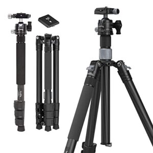 smallrig 62.2″ carbon fiber tripod with center column, travel lightweight tripods & detachable monopod, 360° ball head, quick release plate, load up to 26.5 lbs/12 kg-4059