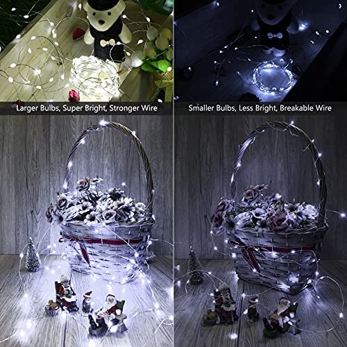 BrizLabs Cool White Fairy String Lights, 2 Pack 17.48ft 50 LED Fairy Lights Battery Operated, 8 Modes Starry Fairy Lights with Remote Mini Twinkle Lights for DIY Bedroom Christmas Tree Birthday Party