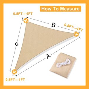 2 Pack Triangle Sun Shade Sail Canopy 10 x 10 Ft Sail Canopy UV Block for Outdoor Patio Garden Backyard Lawn (Beige)