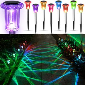 lianglome solar lights outdoor pathway – 8 pack solar lights outdoor waterproof stainless steel solar garden lights for landscape patio lawn yard driveway-color changing