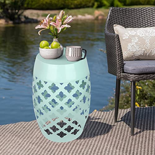 Vipush Outdoor Lace Cut Iron Side Table,Patio Garden Stool Coffee End Table Nightstand for Small Spaces,Living Room,Front Porch,Poolside,Green
