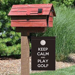 Uanvaha golf ball Garden Flag Decor keep calm play golf poster Burlap Banner Flags for Yard House Lawn Patio Outdoor Decorations 12.5X18 Inch