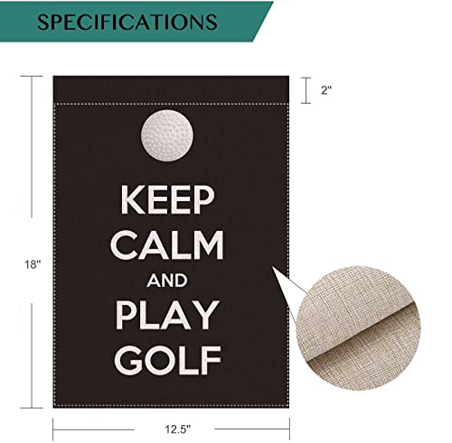 Uanvaha golf ball Garden Flag Decor keep calm play golf poster Burlap Banner Flags for Yard House Lawn Patio Outdoor Decorations 12.5X18 Inch