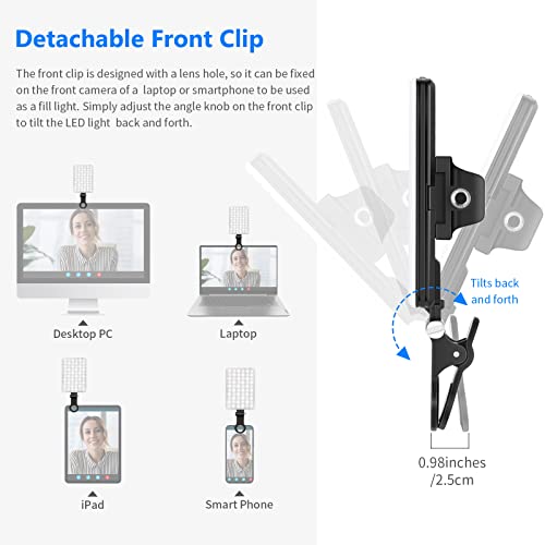 NEEWER LED Selfie Light with Front & Back Phone Clip, High Power 60 LED 2000mAh Rechargeable CRI 95+, 3 Light Modes, Portable Clip on Light for Phone/Tablet/Laptop, Zoom Call TikTok Video Fill Light