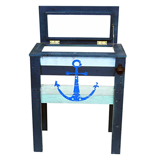 BACKYARD EXPRESSIONS PATIO · HOME · GARDEN 908343 Coastal Design Outdoor Patio Cooler, 45 Quart, Grey/Teal Anchor