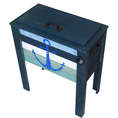 BACKYARD EXPRESSIONS PATIO · HOME · GARDEN 908343 Coastal Design Outdoor Patio Cooler, 45 Quart, Grey/Teal Anchor