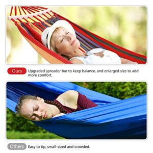 WBHome Brazilian Hammock with Hanging Kits, Tree Hammock for Indoor Outdoor Patio Porch Garden Camping, Cotton Canvas Carrying Bag, Ropes and Carabiners Included (Rainbow Stripe)