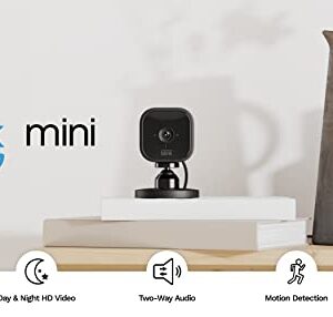 Blink Mini – Compact indoor plug-in smart security camera, 1080p HD video, night vision, motion detection, two-way audio, easy set up, Works with Alexa – 2 cameras (Black)