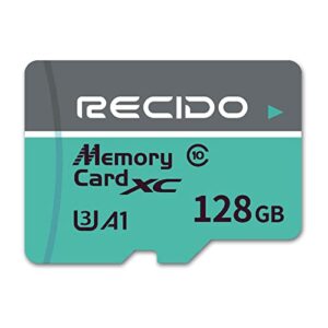 recido 128gb tf card,mini sd card,4k uhd,full hd,u3,class10,a1,high speed transfer tf memory card for dash cams,phone,drone,tablet and pc