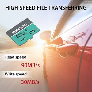 RECIDO 128GB TF Card,Mini SD Card,4K UHD,Full HD,U3,Class10,A1,High Speed Transfer TF Memory Card for Dash Cams,Phone,Drone,Tablet and PC