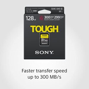 Sony TOUGH-G series SDXC UHS-II Card 128GB, V90, CL10, U3, Max R300MB/S, W299MB/S (SF-G128T/T1)