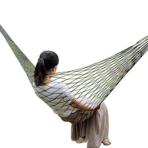 Outdoor Rope Hammock Hanging Rope Hammock Chair Swing Seat, Comfortable Hanging Bed for Patio Porch Garden Backyard Lounging Outdoor