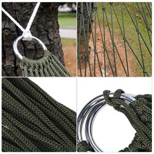 Outdoor Rope Hammock Hanging Rope Hammock Chair Swing Seat, Comfortable Hanging Bed for Patio Porch Garden Backyard Lounging Outdoor