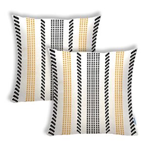 neutral beige aesthetic farmhouse throw pillow covers classic striped decorative outdoor waterproof pillows case,18×18 inch square cushion cover for garden patio furniture couch tent park set of 2