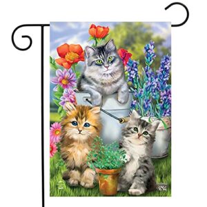 garden cats spring garden flag 12.5 x 18 kittens floral bucket briarwood lane