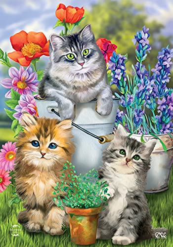 Garden Cats Spring Garden Flag 12.5 x 18 Kittens Floral Bucket Briarwood Lane