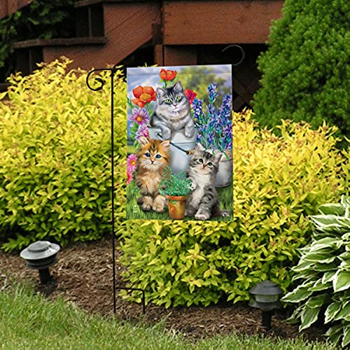 Garden Cats Spring Garden Flag 12.5 x 18 Kittens Floral Bucket Briarwood Lane