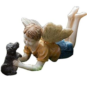 miniature fairy garden limited edition boy fairy with dog ross and winston, model: 74, home/garden & outdoor store