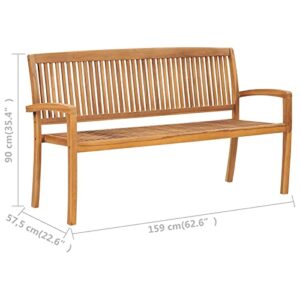 Tidyard 3 Seater Garden Bench Teak Wood Patio Porch Chair Wooden Outdoor Bench for Backyard, Balcony, Park, Lawn Furniture 62.6 x 22.6 x 35.4 Inches (W x D x H)