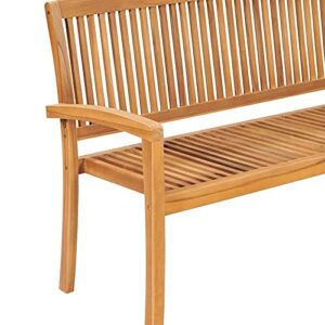 Tidyard 3 Seater Garden Bench Teak Wood Patio Porch Chair Wooden Outdoor Bench for Backyard, Balcony, Park, Lawn Furniture 62.6 x 22.6 x 35.4 Inches (W x D x H)