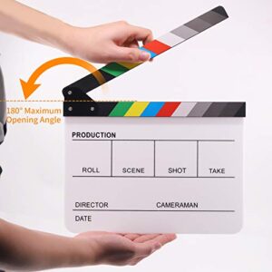 Rustark Movie Film Clap Board, Acrylic 10"x12" Acrylic Dry Erase Director Clapboard, Professional Photography Studio Video TV Cut Action Scene Clapper Board with 5 Pcs Erasable Pen