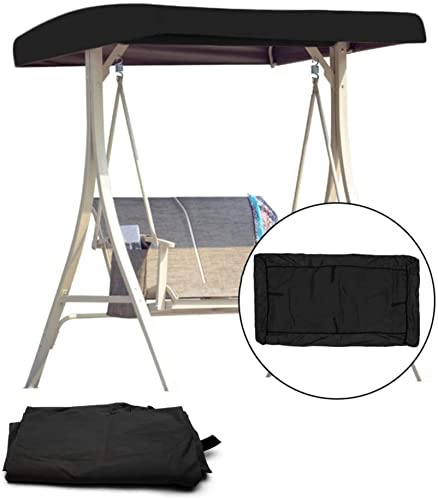 BTURYT Replacement Canopy for Swing,Outdoor Swing Canopy Replacement Porch Top Cover Seat, 3 Seater Waterproof Top Cover for Patio Swing Garden Swing, Black