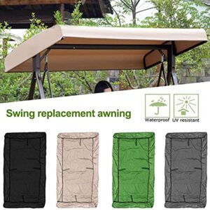 BTURYT Replacement Canopy for Swing,Outdoor Swing Canopy Replacement Porch Top Cover Seat, 3 Seater Waterproof Top Cover for Patio Swing Garden Swing, Black