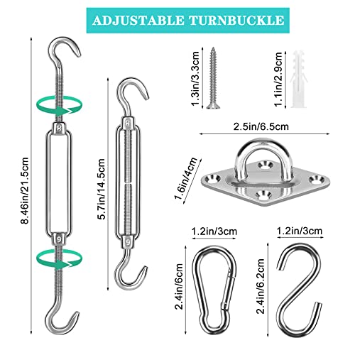 42Pcs Shade Sail Hardware Kit - 6 inch Heavy Duty Anti-Rust for Outdoor Triangle Rectangle Sun Shade Sail Installation, 304 Stainless Steel Awning Mounting Accessories for Patio Lawn and Garden