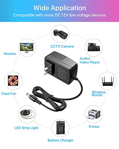 ZOSI DC 12V 2A 2000MA US CCTV Power Supply Adapter for Home Security Camera Surveillance System