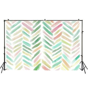 Colorful Watercolor Painting Boho Chevron Zigzag Ikat Patterns Backdrop Pastel Background Baby Party Banner Kid Photo Portrait