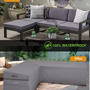 PATIOASIS Outdoor Left Facing Sectional Sofa Cover Grey 85''L x 106''L x 34''D x 31''/26''H Waterproof Heavy Duty L Shape Patio Furniture Lounge Set Couch Covers