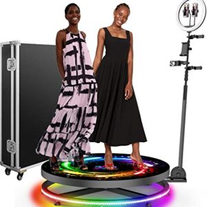 GGMEEK 360 Photo Booth Machine for Parties,360 Slow Motion Photo Booth, 2 People Stand on Remote Control Automatic Spin 360 Video Camera Booth Spinner 26.8'' with Flight Case