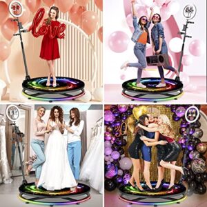 GGMEEK 360 Photo Booth Machine for Parties,360 Slow Motion Photo Booth, 2 People Stand on Remote Control Automatic Spin 360 Video Camera Booth Spinner 26.8'' with Flight Case