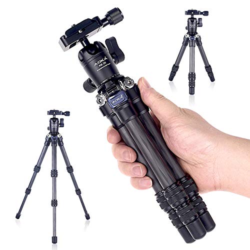 AOKA 15.7in/0.97lb Lightweight Compact Carbon Fiber Tripod with 360° Ballhead Travel Mini Tripod for Mobile Phone and Compact Mirrorless Cameras