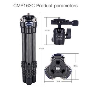 AOKA 15.7in/0.97lb Lightweight Compact Carbon Fiber Tripod with 360° Ballhead Travel Mini Tripod for Mobile Phone and Compact Mirrorless Cameras