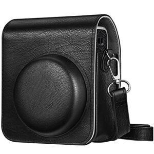 fintie protective case for fujifilm instax mini 40 instant camera – premium vegan leather bag cover with removable adjustable strap, vintage black